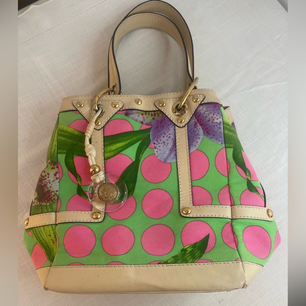 Versace Pink and Green Floral Tote